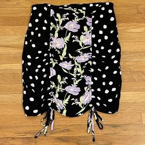 Urban Outfitters Polka Dot Floral Ruched Skirt